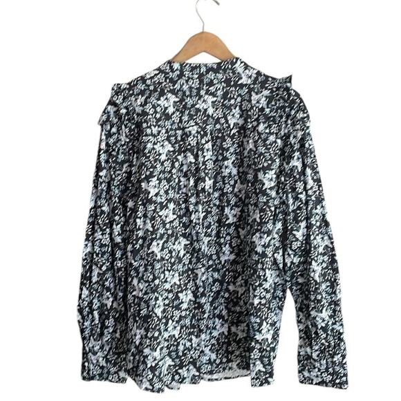 ERDEM x UNIVERSAL STANDARD Kalina Ruffle Shirt Chambray Bud Floral - Picture 4 of 16
